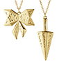 2022 Chain Ornament: Bow and Cone, Set of 2 pcs, Yellow Gold