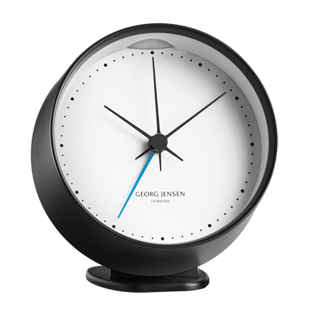 Koppel - 10cm Alarm Clock in black stainless steel with white dial