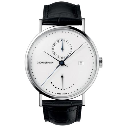 24-Hour Watch 308 white dial w/black calfskin strap